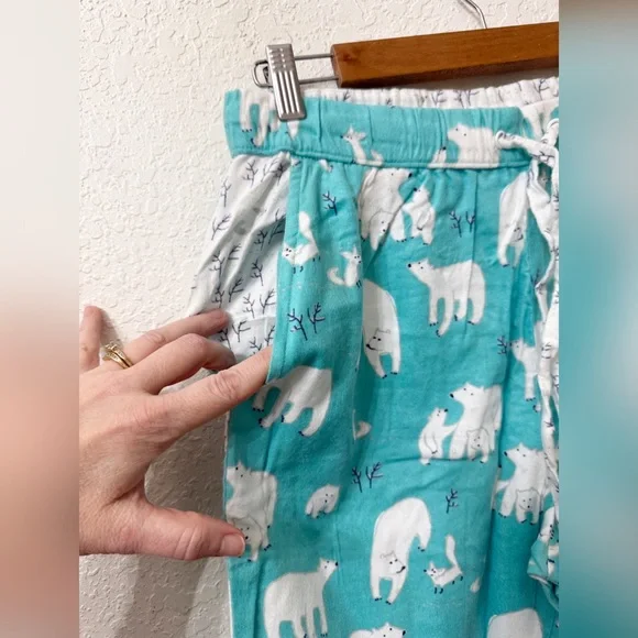 Munki Munki Polar Bear Print 2-Piece Flannel Pajama Set - S - Picture 10 of 15